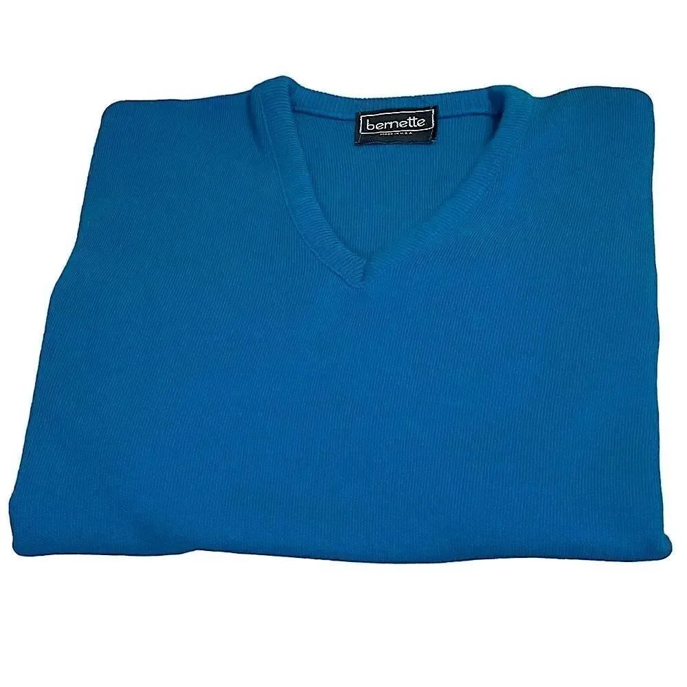 Teal V-neck Sweater - Vintage Bernette